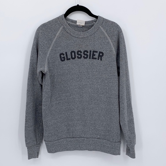 Glossier Sweaters - GLOSSIER GRAY CREWNECK BLOCK LETTER SWEATER